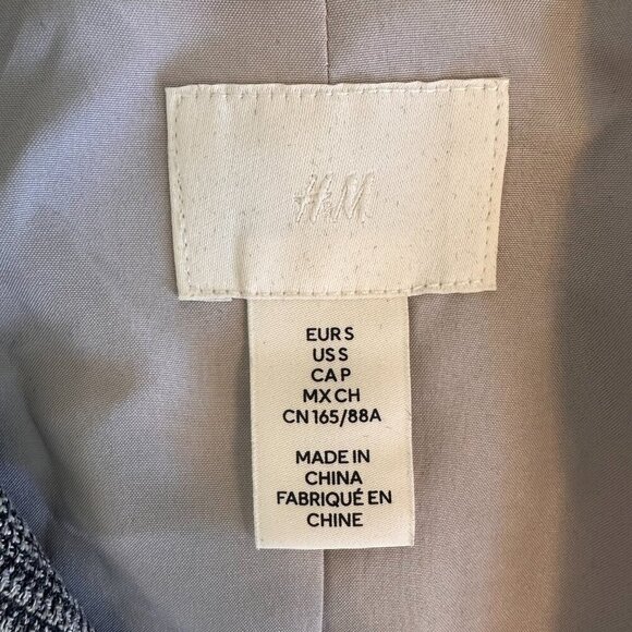 H&M Oversized Blazer Jacket Black and White Plaid Corporate Core Women's Size S - Picture 6 of 6